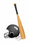 Wooden Baseball Bat and Black Helmet Icons